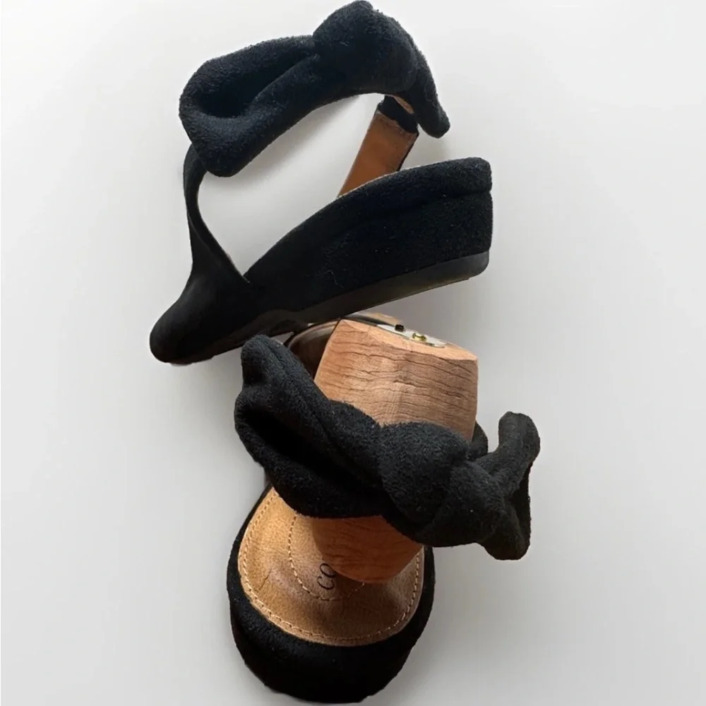 comfortview Black Bow Back Slingback Flats